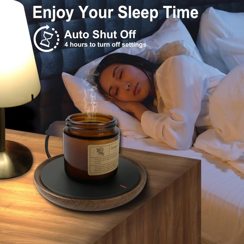 Heness Coffee Mug Warmer, Candle Warmer Plate Wood Grain Style, Wax Melt Warmer for Scented Wax, Electric Coffee Warmer for Desk, Coffee Cup Warmer with Auto Shut Off - Image 3